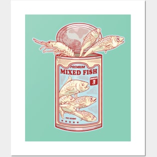 Mixed fish tinned fish Posters and Art